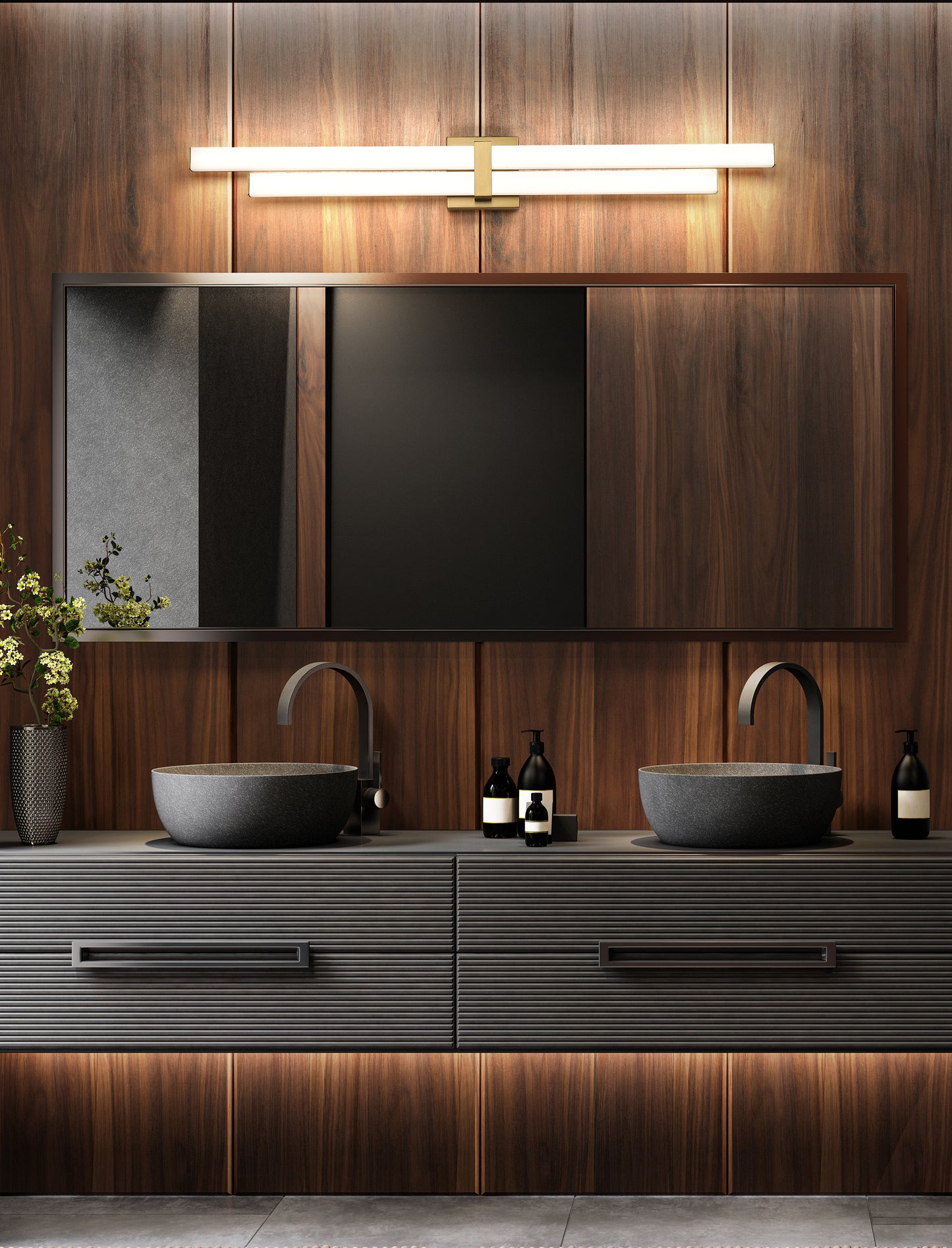 1008-40W-MGLD-LED - Zane 2 Light 40" Vanity - Modern Gold
