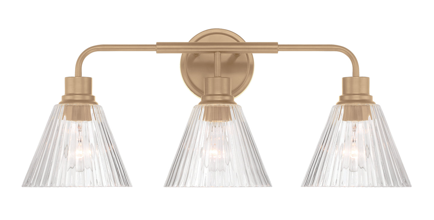 61103-CPZ - Pleated 3 Light 25" Wide Vanity Light - Premium Bronze