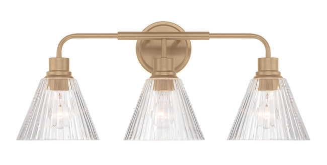 61103-CPZ - Pleated 3 Light 25" Wide Vanity Light - Premium Bronze