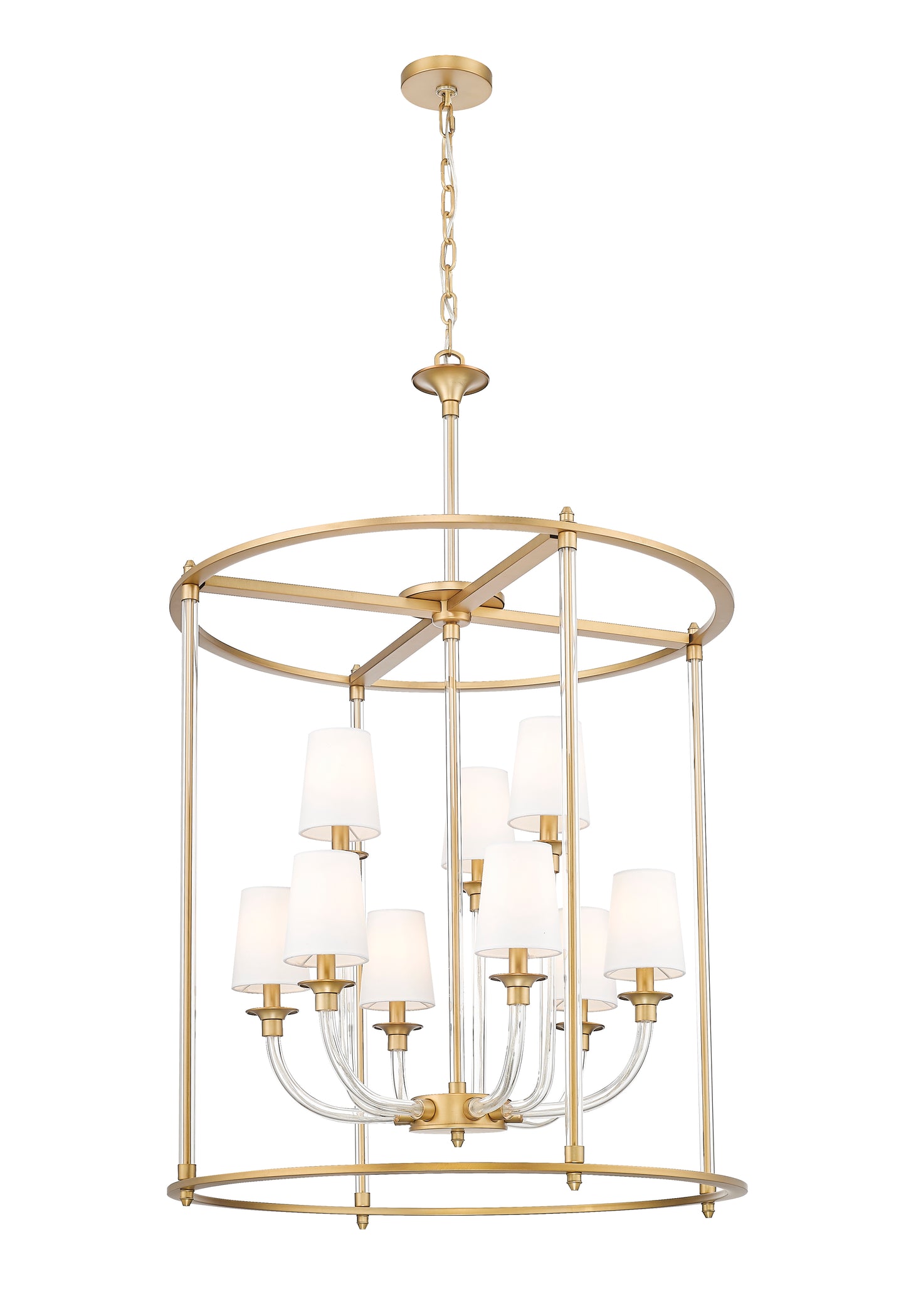 1950-9C-RB - Katerina 9 Light 28" Chandelier - Rubbed Brass