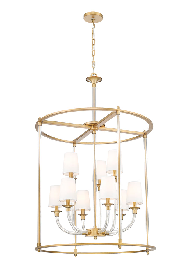 1950-9C-RB - Katerina 9 Light 28" Chandelier - Rubbed Brass