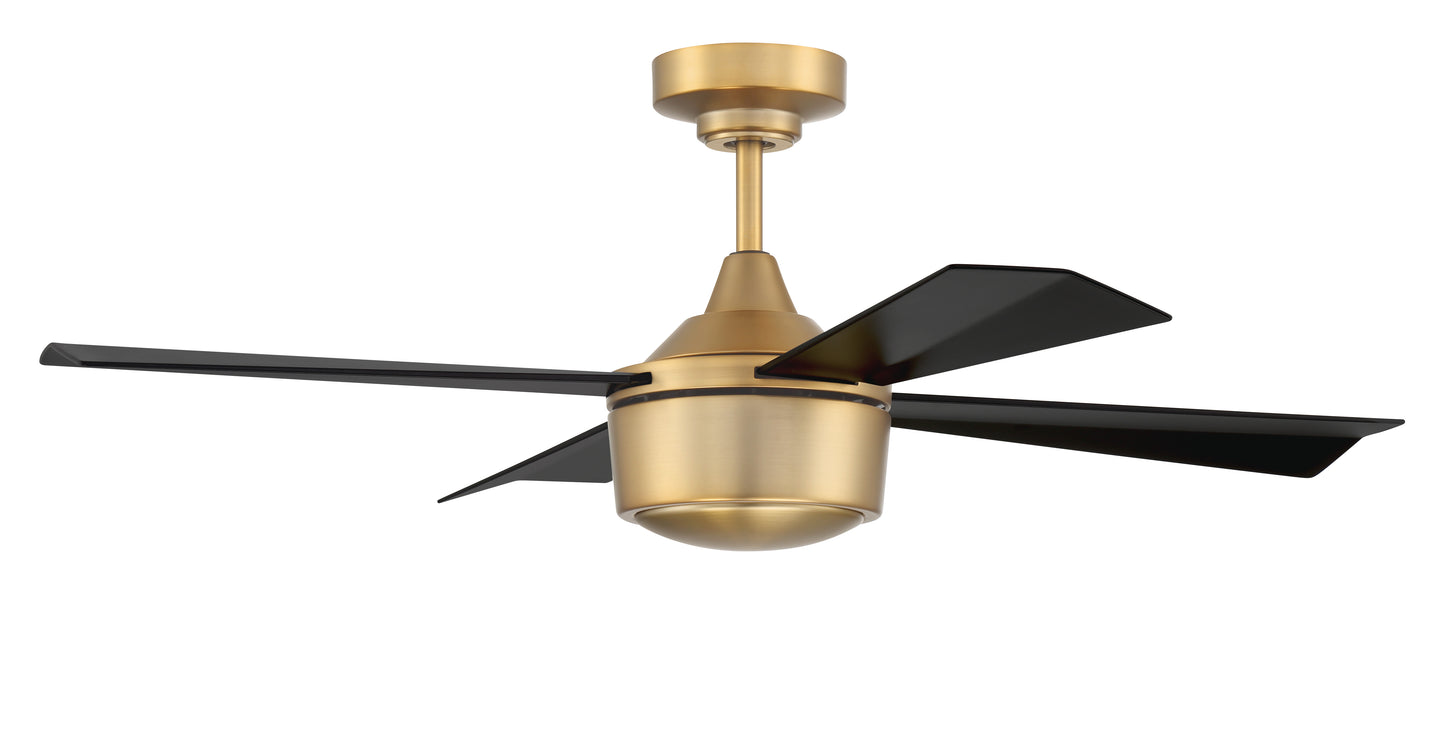 THO42SB4 - Theo 42" 4 Blade Indoor Outdoor Ceiling Fan with Light Kit - Satin Brass