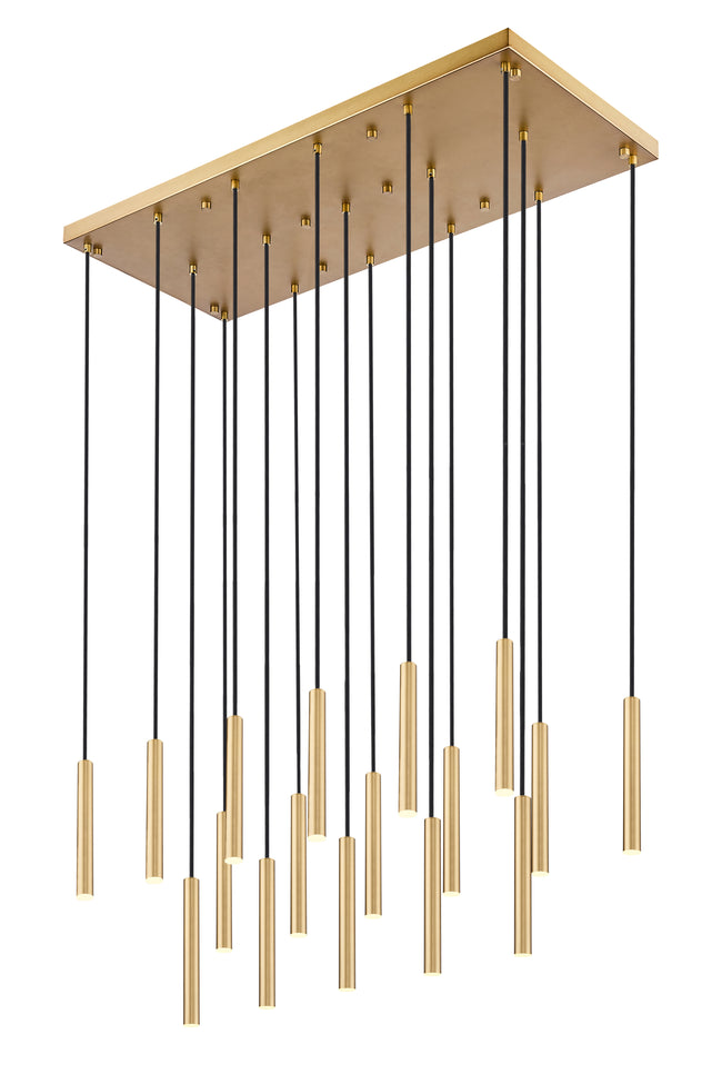 919MP12-17L-MGLD-LED - Forest 17 Light Linear 42" Chandelier - Modern Gold