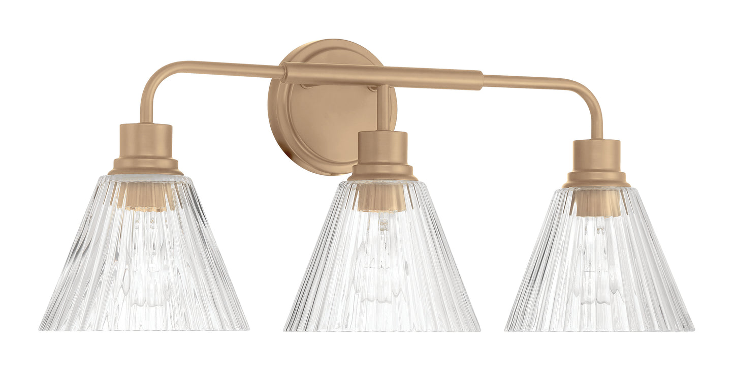 61103-CPZ - Pleated 3 Light 25" Wide Vanity Light - Premium Bronze