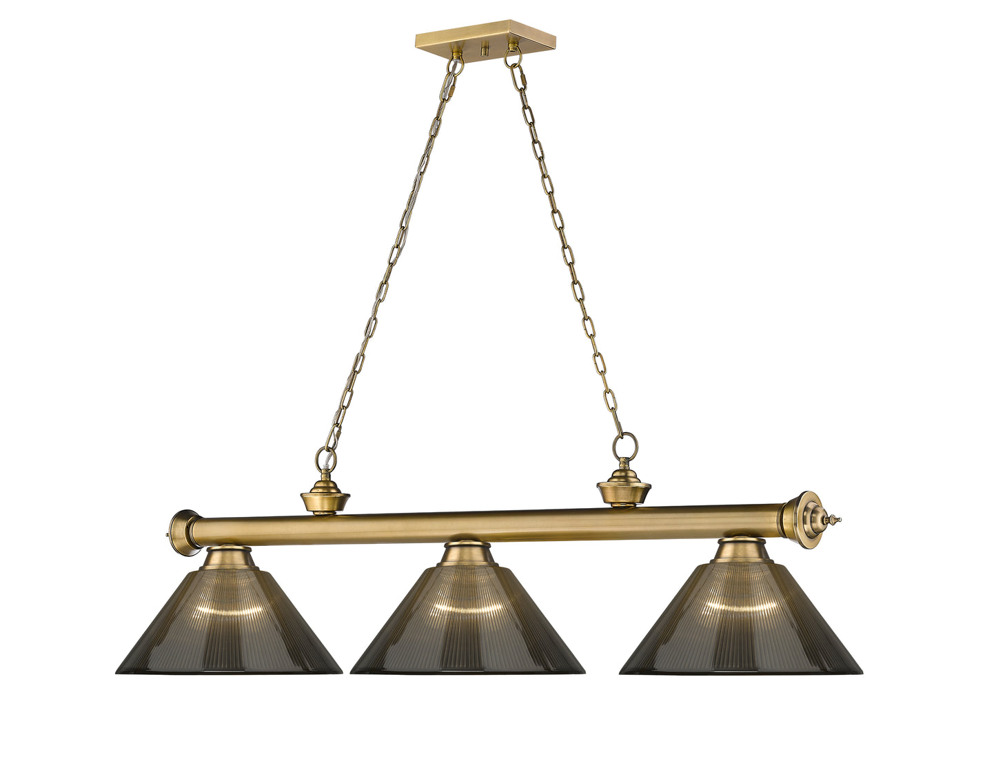 2306-3RB-ARS - Cordon 3 Light 57" Billiard - Rubbed Brass