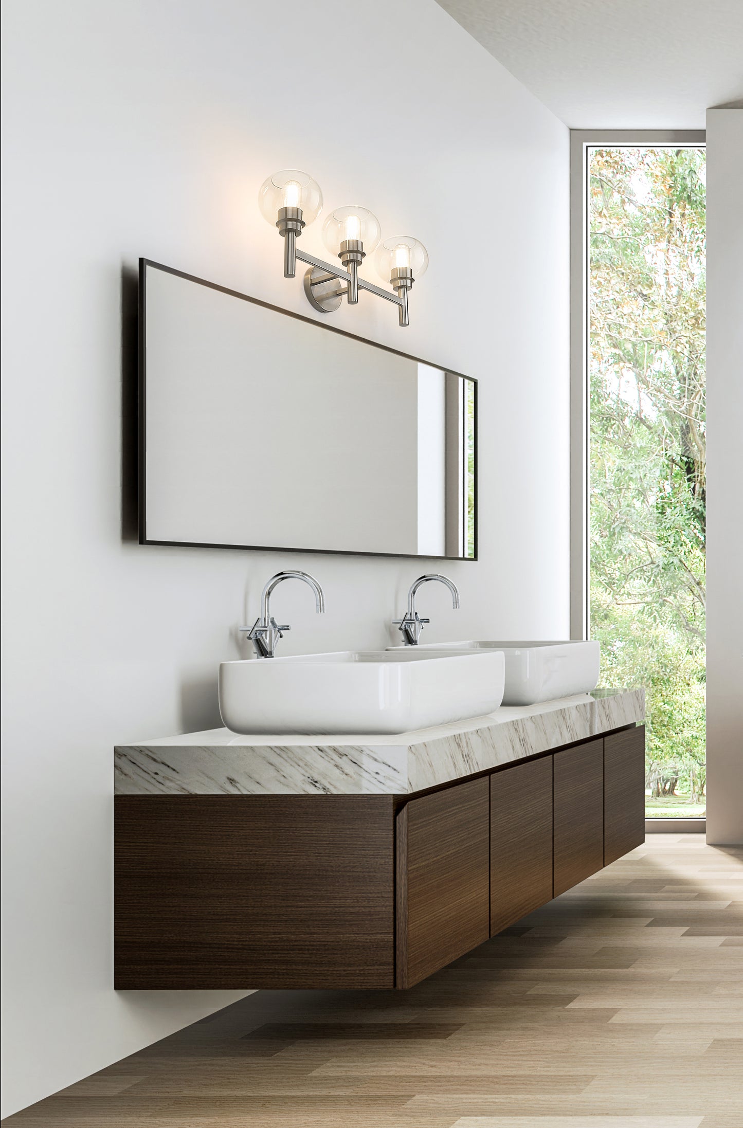 7502-3V-BN - Sutton 3 Light 24" Vanity - Brushed Nickel