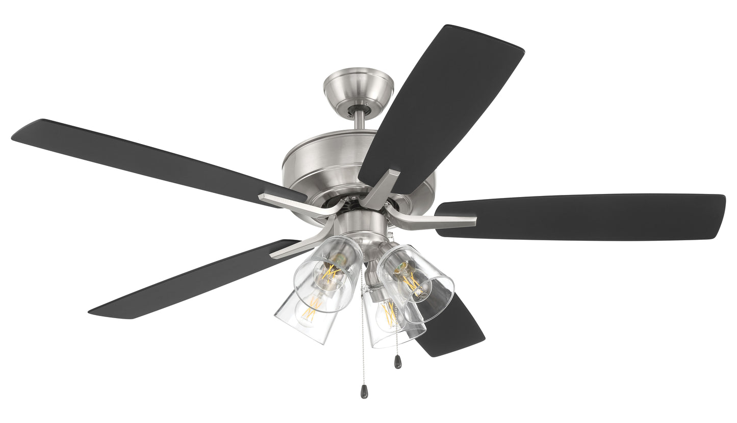 P104BNK5-52FBGW - Pro Plus 104 52" 5 Blade Ceiling Fan with Light Kit - Brushed Nickel