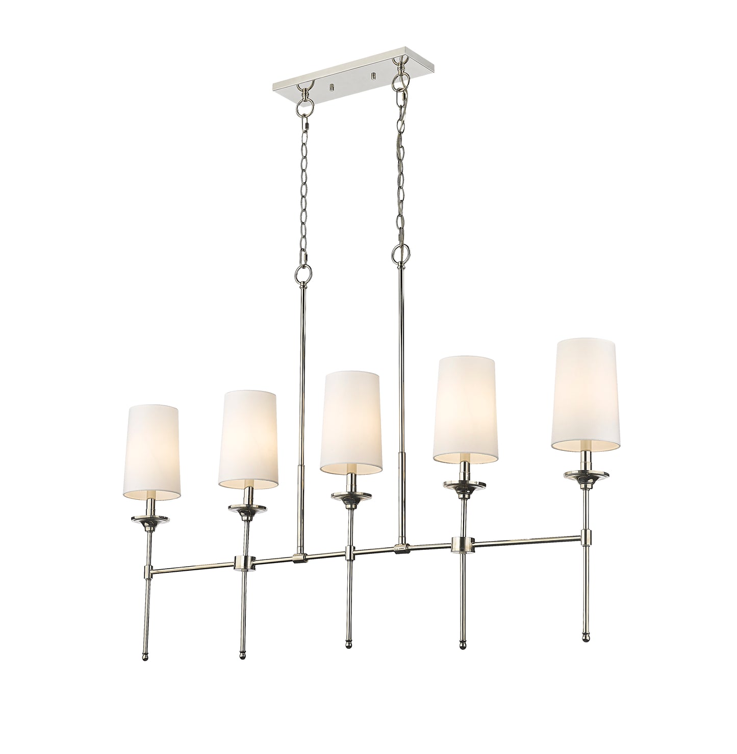 3033-5L-PN - Emily 5 Light Linear 51" Chandelier - Polished Nickel