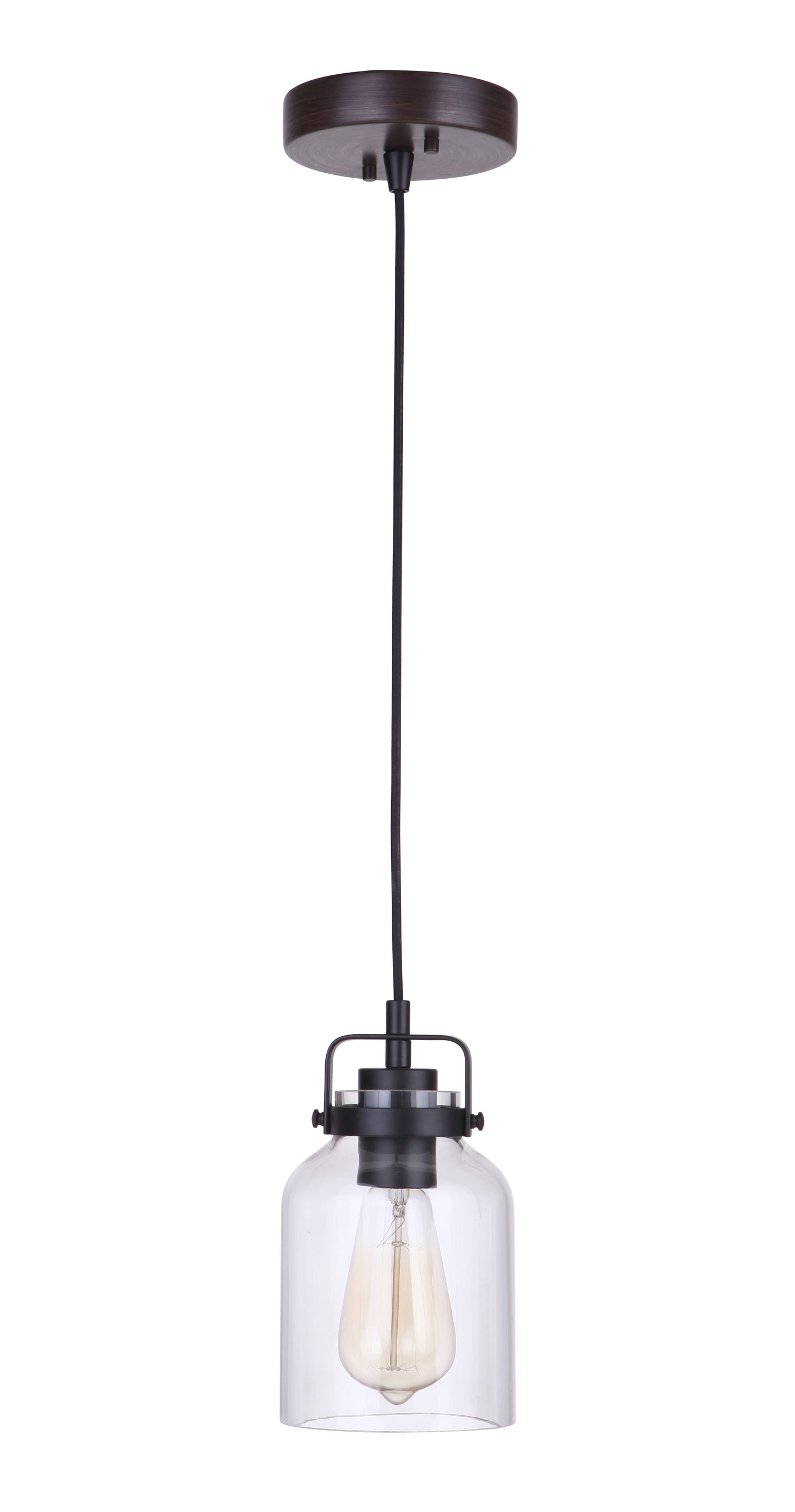53691-FBDT - Foxwood 1 Light 5.13" Wide Mini Pendant - Flat Black / Dark Teak
