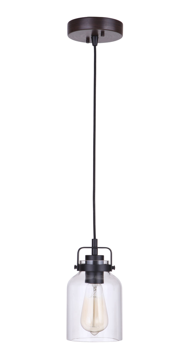 53691-FBDT - Foxwood 1 Light 5.13" Wide Mini Pendant - Flat Black / Dark Teak