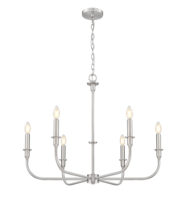3049-32BN - Tova 6 Light 36" Chandelier - Brushed Nickel