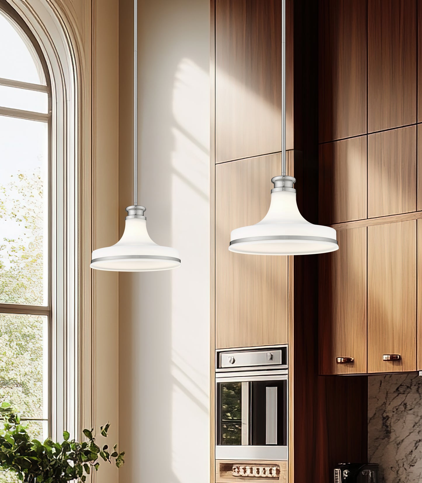 831P12-BN - Reznor 1 Light 12" Pendant - Brushed Nickel