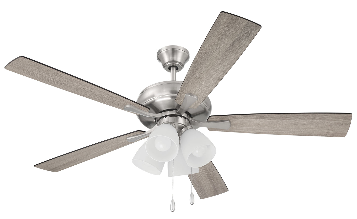 ECF114BNK5-DWWLN - Eos Frost 4 Light 52" 5 Blade Ceiling Fan with Light Kit - Brushed Nickel