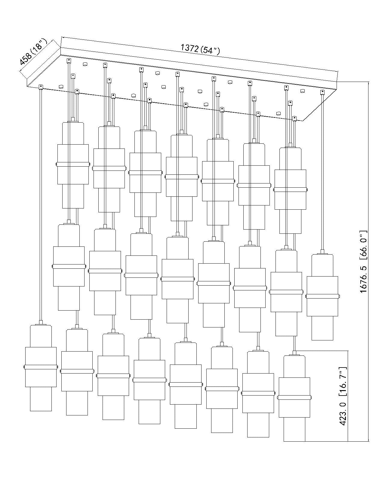 1946P-23L-MB - Cayden 23 Light Linear 54" Chandelier - Matte Black