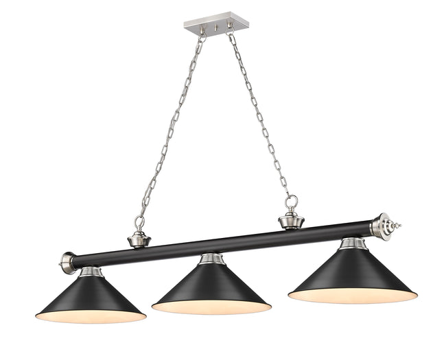 2306-3MB-BN-MB15 - Cordon 3 Light 57" Billiard - Matte Black / Brushed Nickel