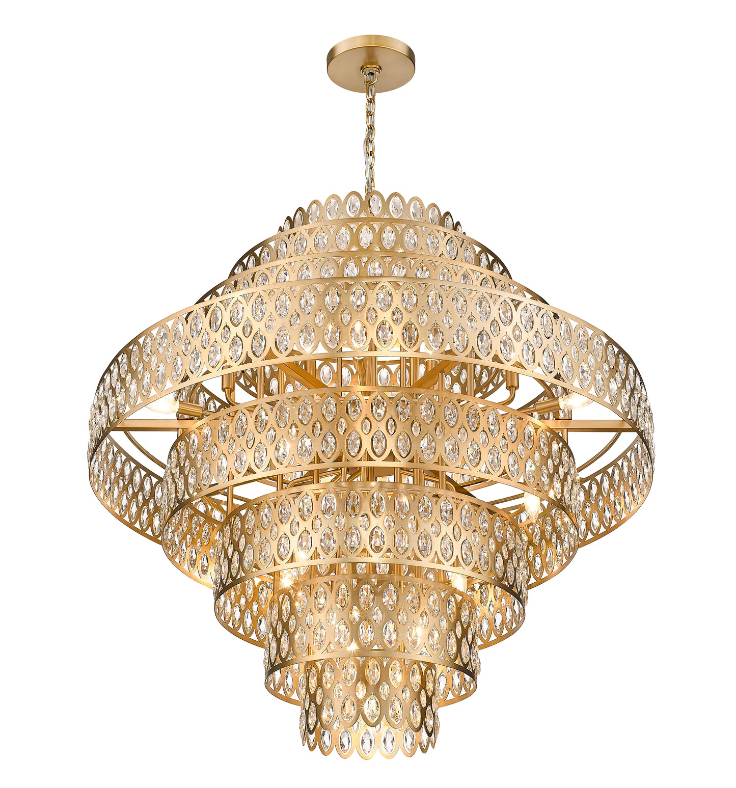 822P45-HB - Dealey 25 Light 45" Chandelier - Heirloom Brass