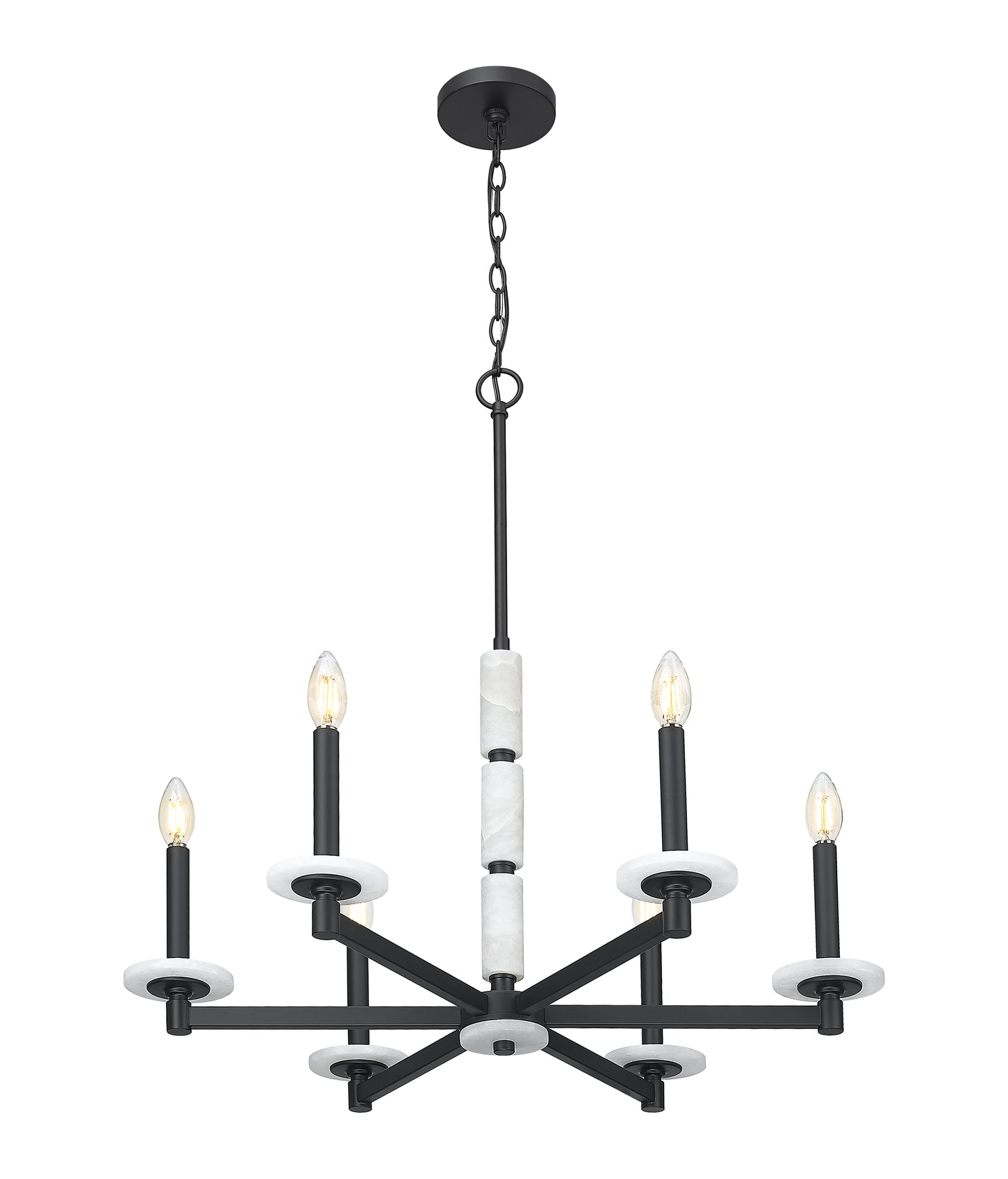 3045-6MB - Kaden 6 Light 28" Chandelier - Matte Black