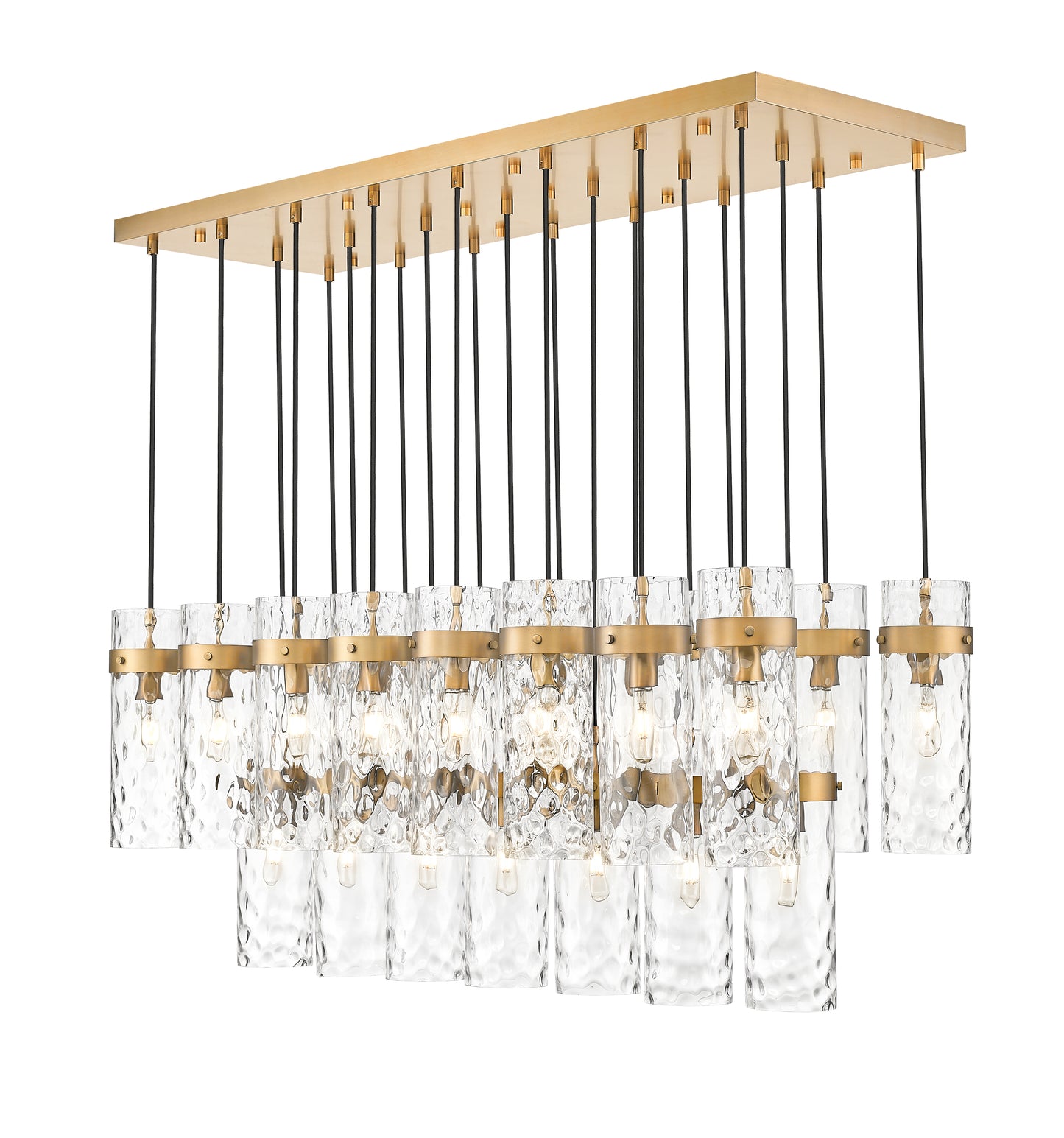 7002P5-23L-RB - Fontaine 23 Light Linear 54" Chandelier - Rubbed Brass