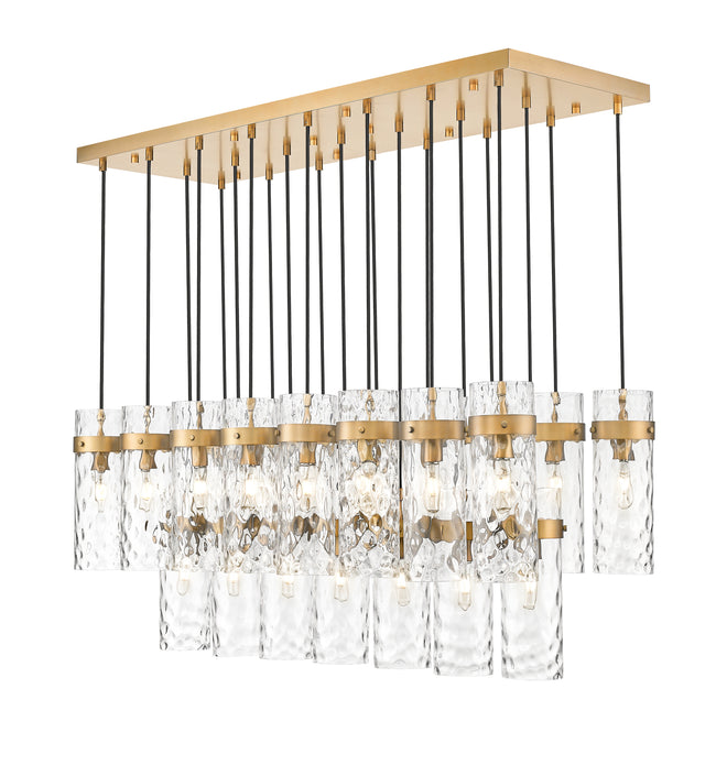 7002P5-23L-RB - Fontaine 23 Light Linear 54" Chandelier - Rubbed Brass