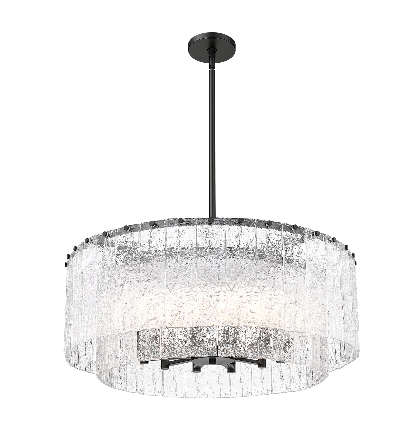 1943P32-2-MB - Glacier 12 Light 33" Pendant - Matte Black