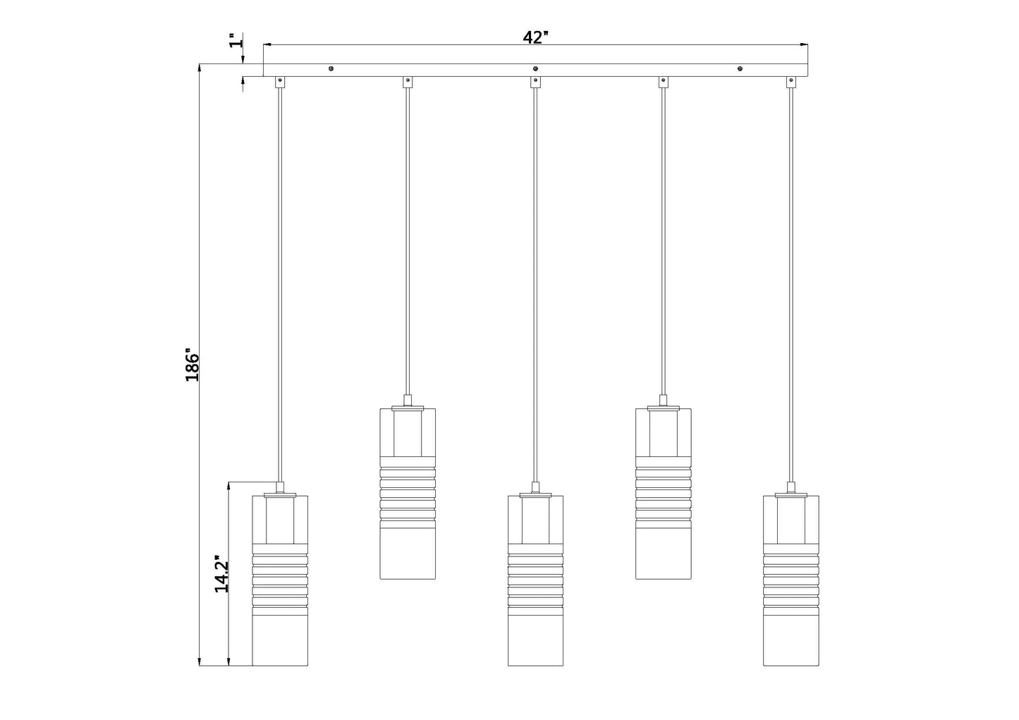 824P-5L-BN - Alton 5 Light Linear 42" Chandelier - Brushed Nickel