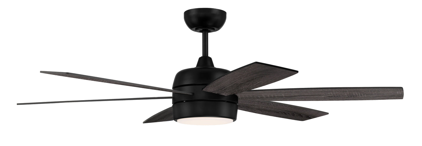 TRV52FB6-NWF - Trevor 52" Indoor/Outdoor Ceiling Fan with no Wifi 52" 6 Blade Indoor Outdoor Ceiling Fan with Light Kit - Flat Black