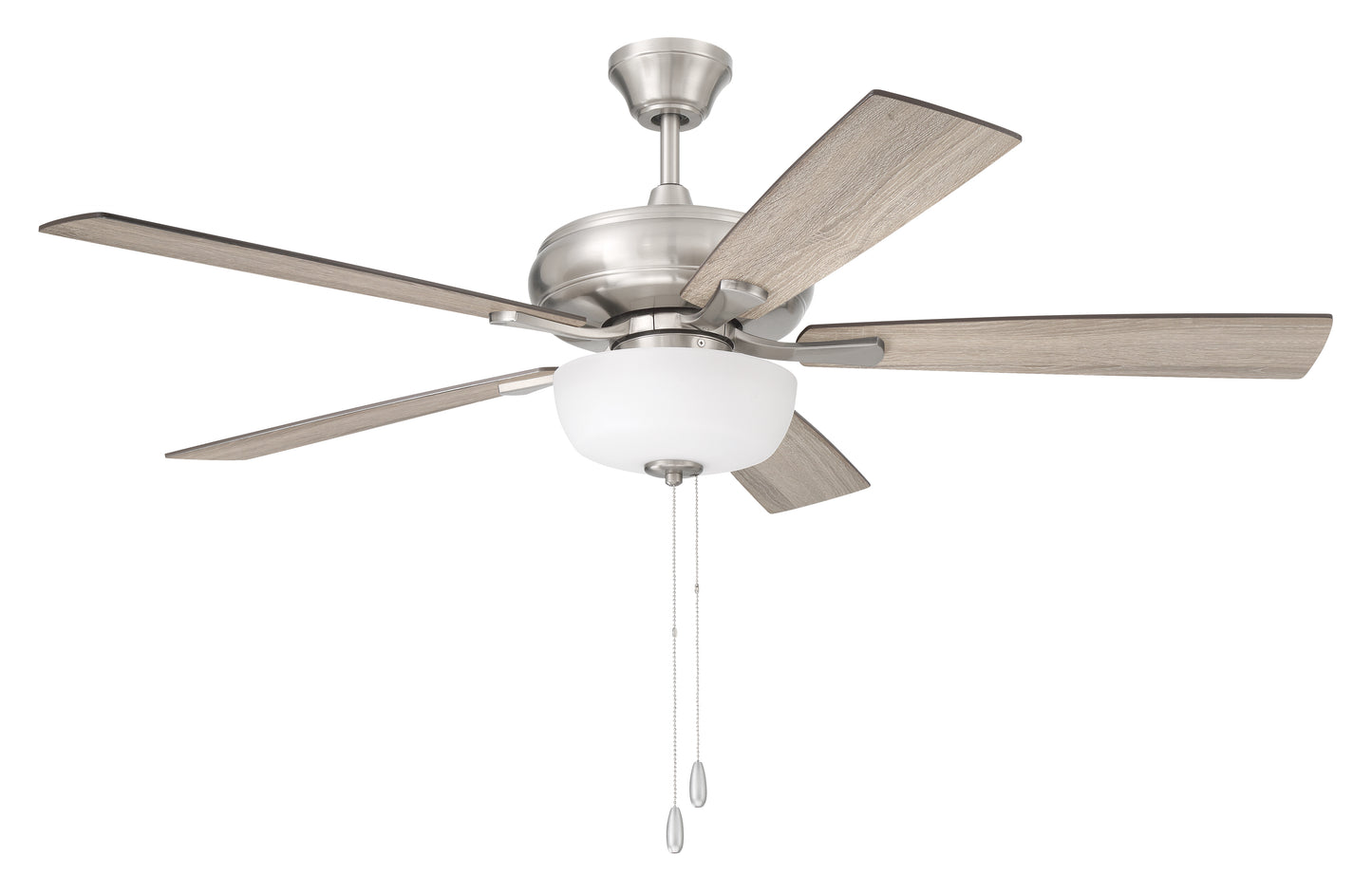 ECF211BNK5-DWWLN - EOS 2 Light Frosted White Bowl 52" Ceiling Fan 52" 5 Blade Ceiling Fan with Light Kit - Brushed Nickel