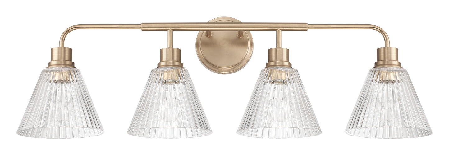 61104-CPZ - Pleated 4 Light 34" Wide Vanity Light - Premium Bronze