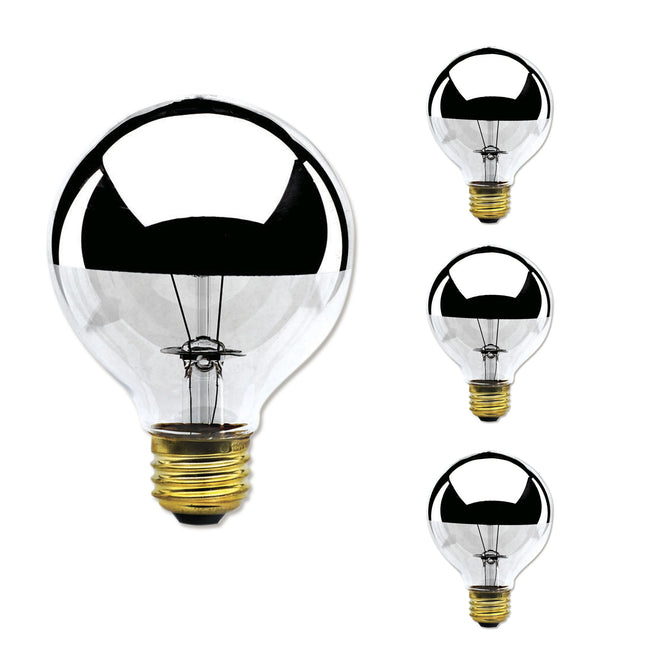 712334 - Dimmable Half Chrome G25 Incandescent Light Bulb - 40 Watt - 2700K - 6 Pack