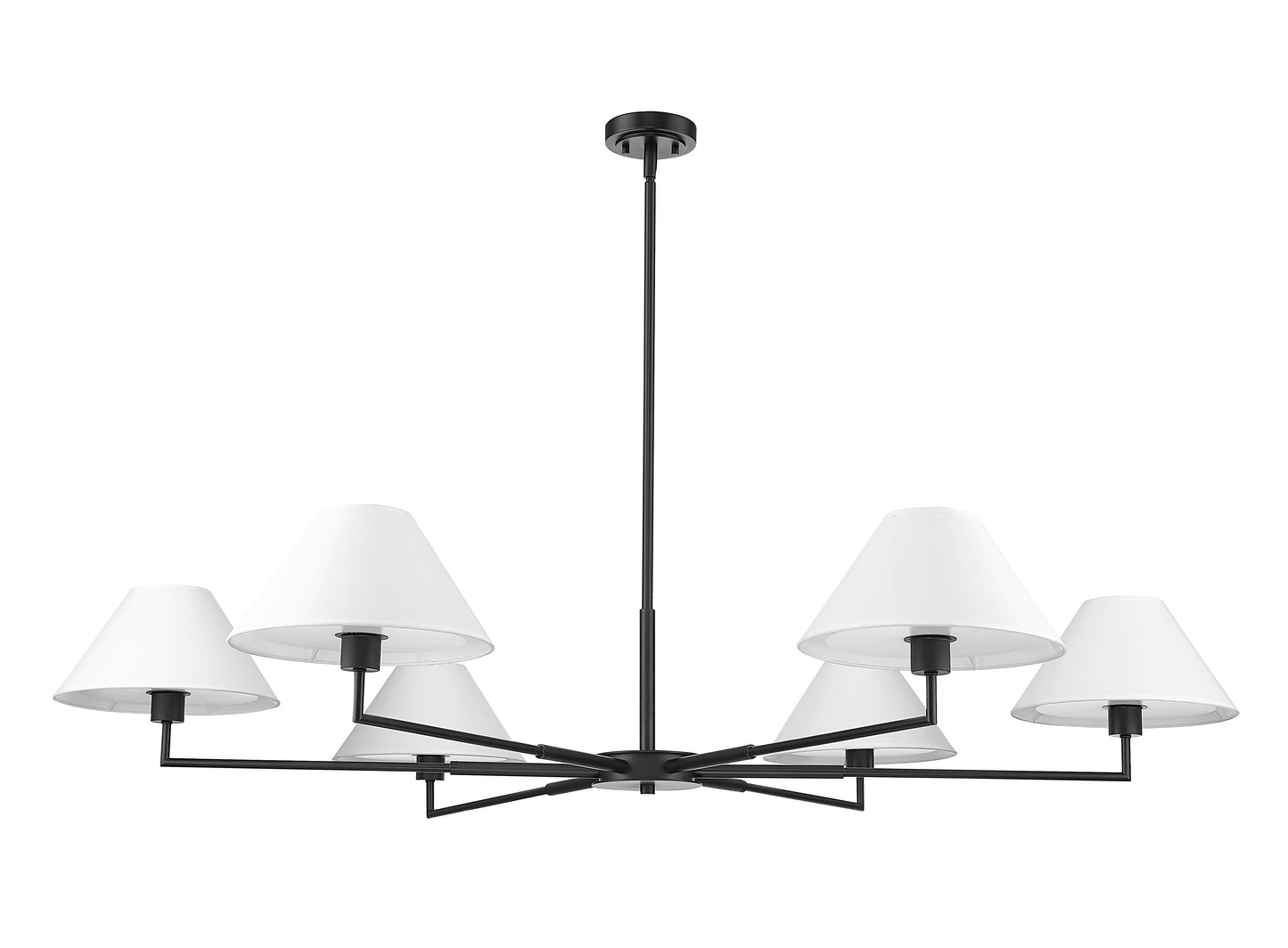 744-63R-MB - Leila 6 Light 63" Chandelier - Matte Black