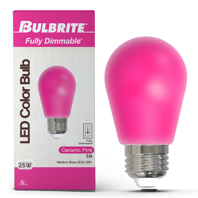 776155 - Filaments Dimmable Ceramic Pink S14 LED Light Bulb - 2.5 Watt - 10 Pack