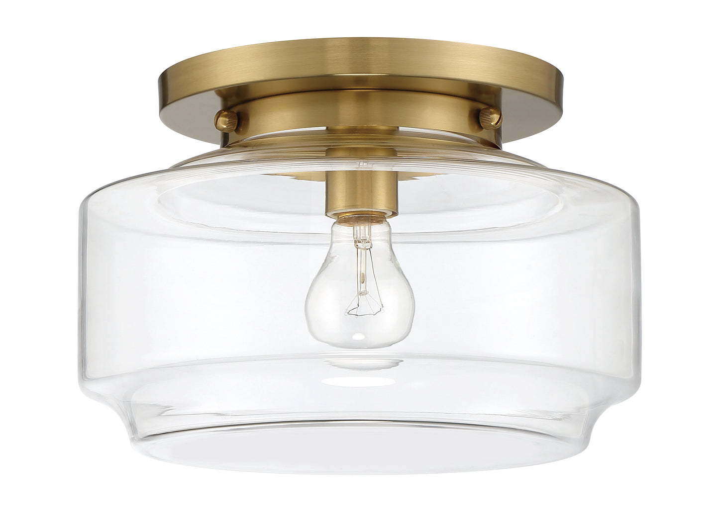 X3112-SB - Peri 1 Light 12" Wide Flush Mount - Satin Brass