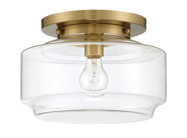 X3112-SB - Peri 1 Light 12" Wide Flush Mount - Satin Brass