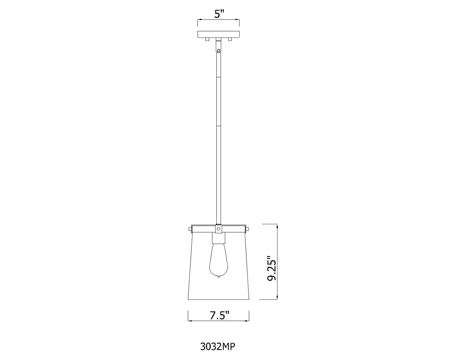 3032MP-RB - Callista 1 Light 8" Pendant - Rubbed Brass