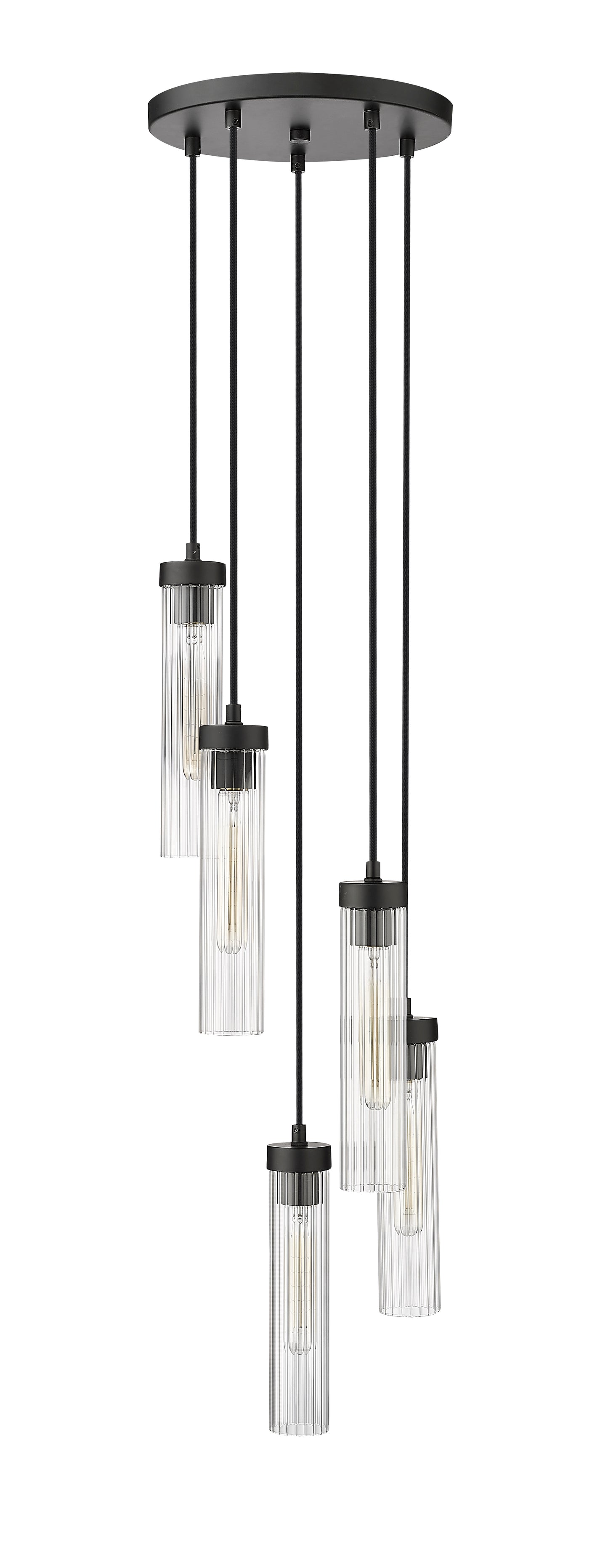 740P-5R-MB - Beau 5 Light 12" Chandelier - Matte Black