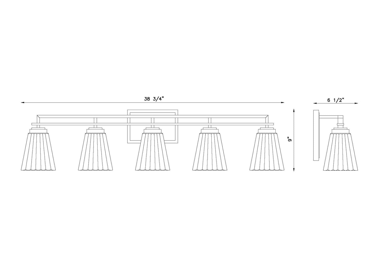 823-5V-MB - Lyna 5 Light 39" Vanity - Matte Black