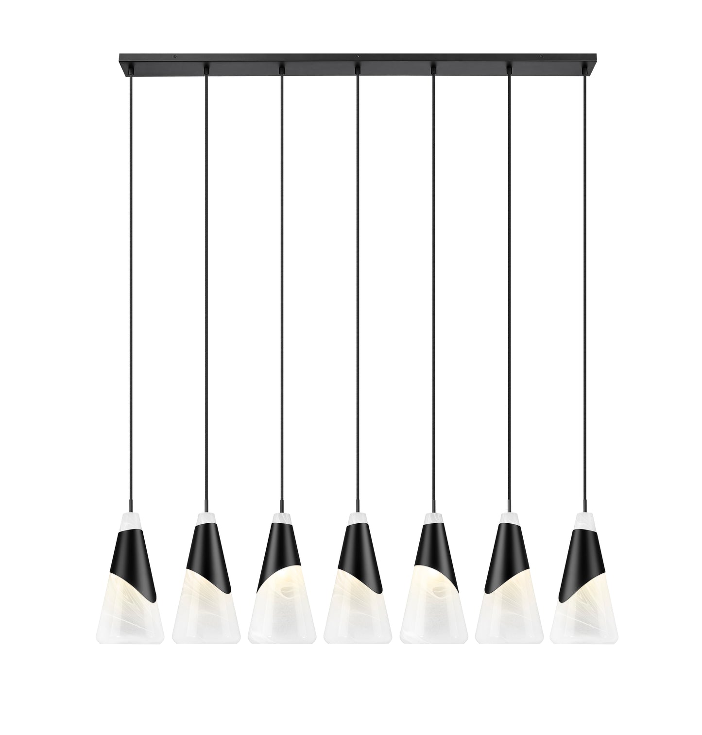 828P7-7L-MB - Aimie 7 Light Linear 54" Chandelier - Matte Black