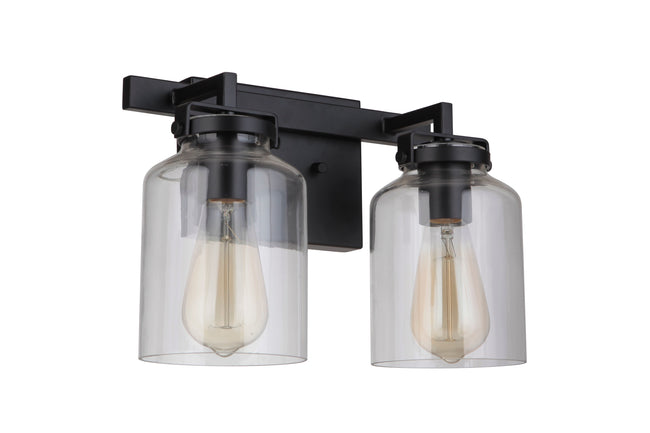 53602-FBDT - Foxwood 2 Light 12.88" Wide Vanity Light - Flat Black / Dark Teak