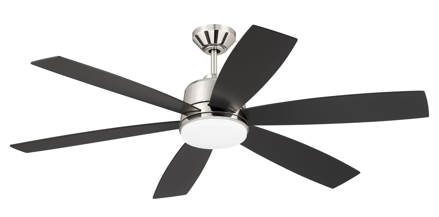 HGN54PLN6 - Hogan 54" 6 Blade Ceiling Fan with Light Kit - Polished Nickel