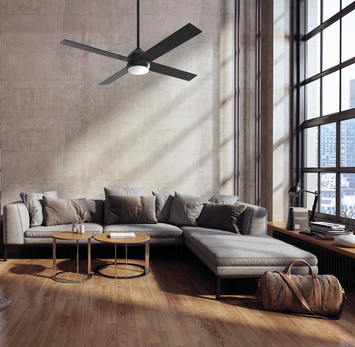 KLS52FB4 - Kelsey 52" 4-blade Indoor Ceiling Fan 52" 4 Blade Ceiling Fan with Light Kit - Flat Black