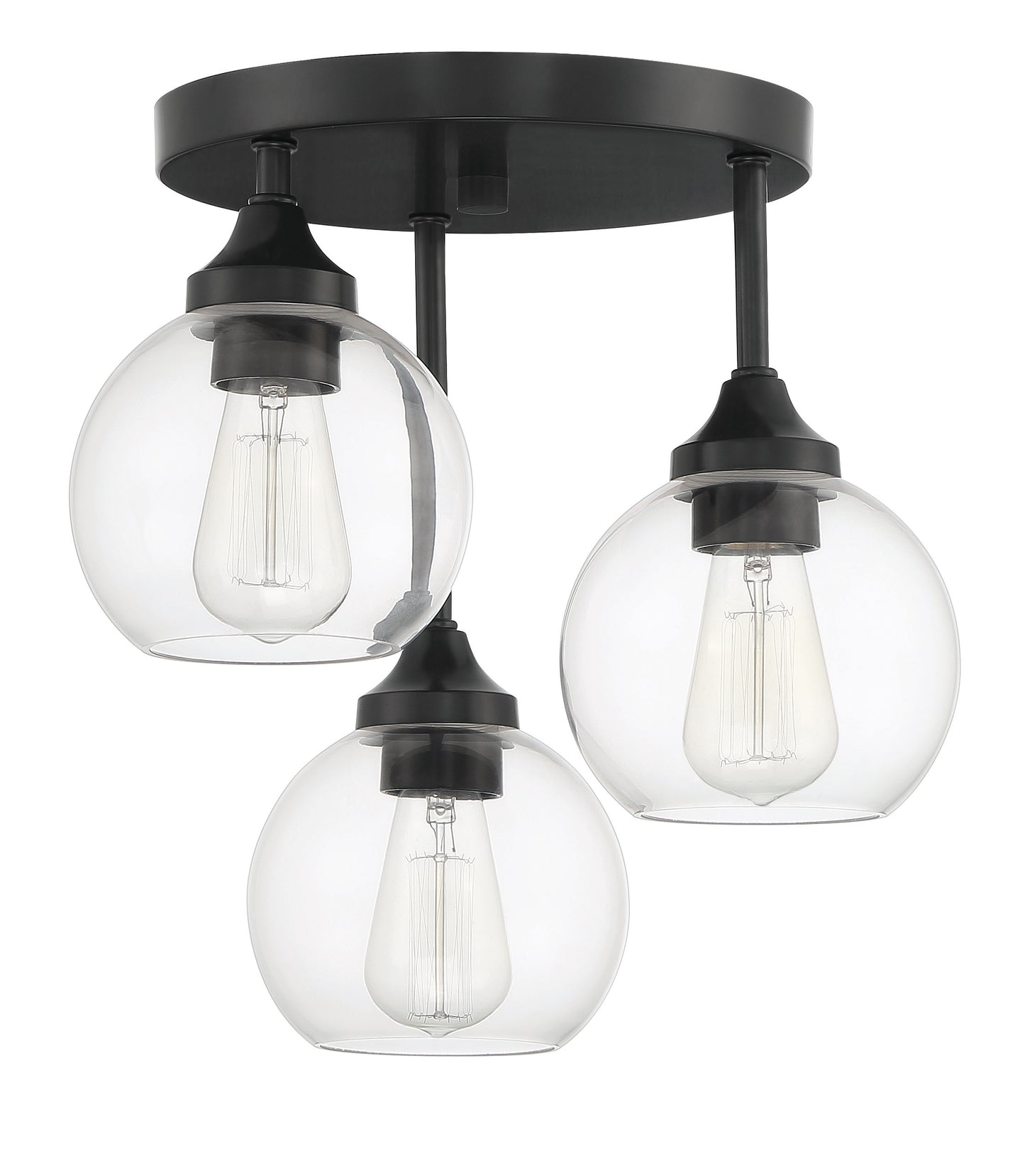 56253-FB - Glenda 3 Light 14.25" Wide Semi Flush Mount - Flat Black