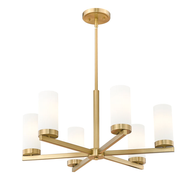 3044-6MGLD - Danica 6 Light 26" Chandelier - Modern Gold