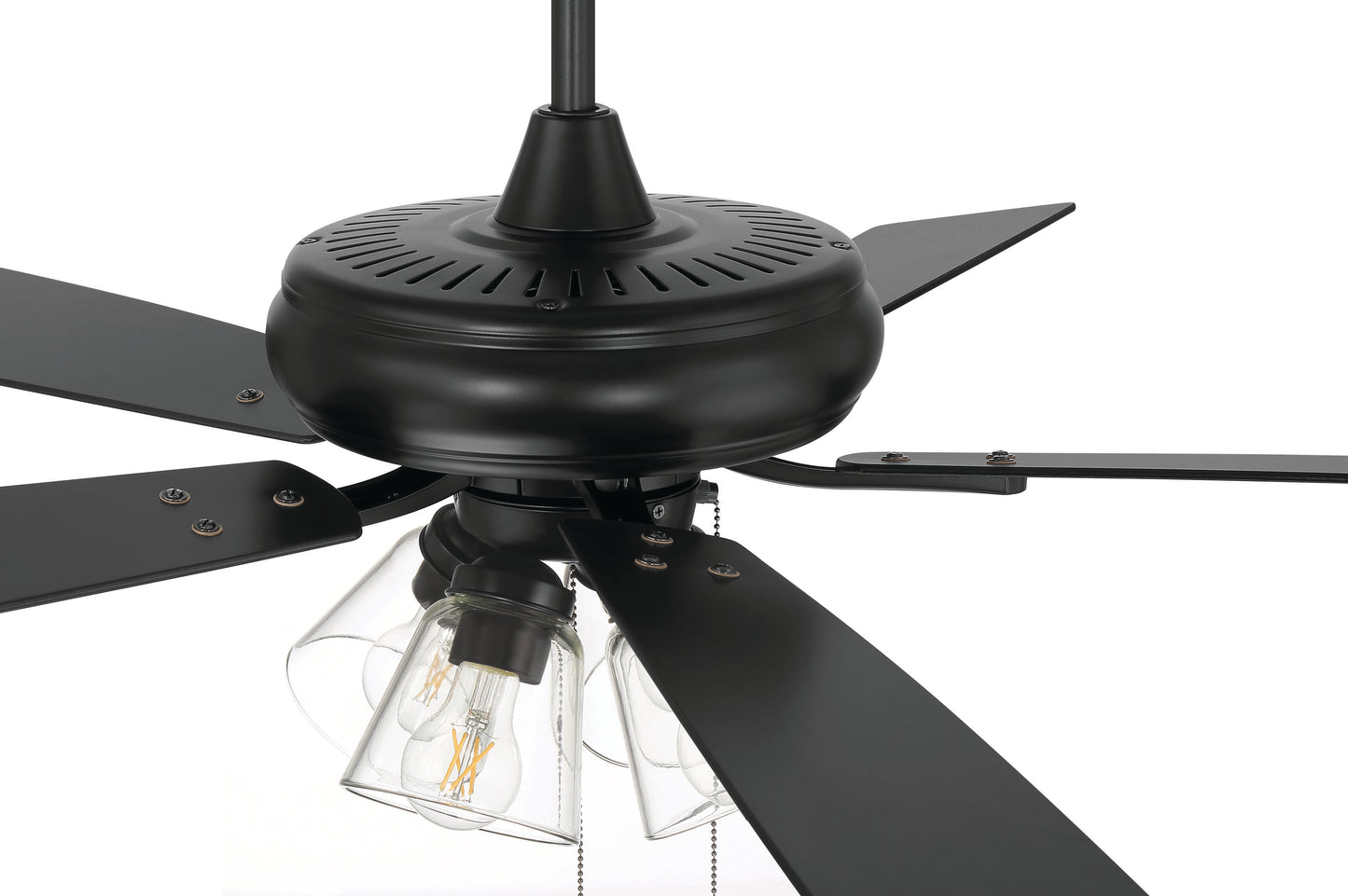 ECF104FB5-FBGW - Eos Clear 4 Light 52" 5 Blade Ceiling Fan with Light Kit - Flat Black