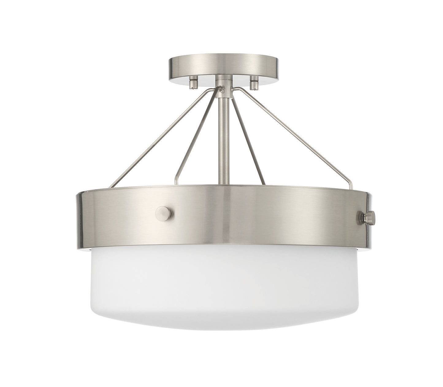 XS3213-BNK - Oak Street 2 Light 13" High Semi Flush Mount - Brushed Nickel