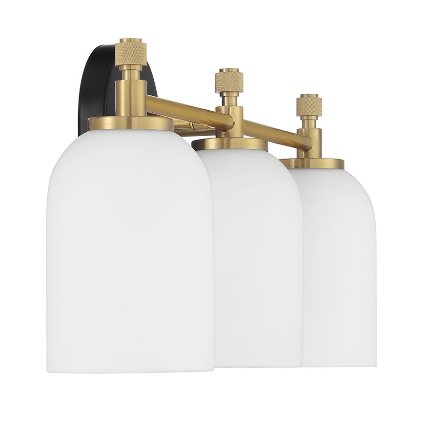 60303-FBSB - Council 3 Light 20" Wide Vanity Light - Flat Black / Satin Brass