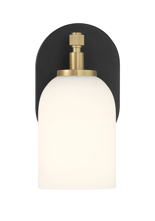 60301-FBSB - Council 1 Light 9" High Wall Sconce - Flat Black / Satin Brass