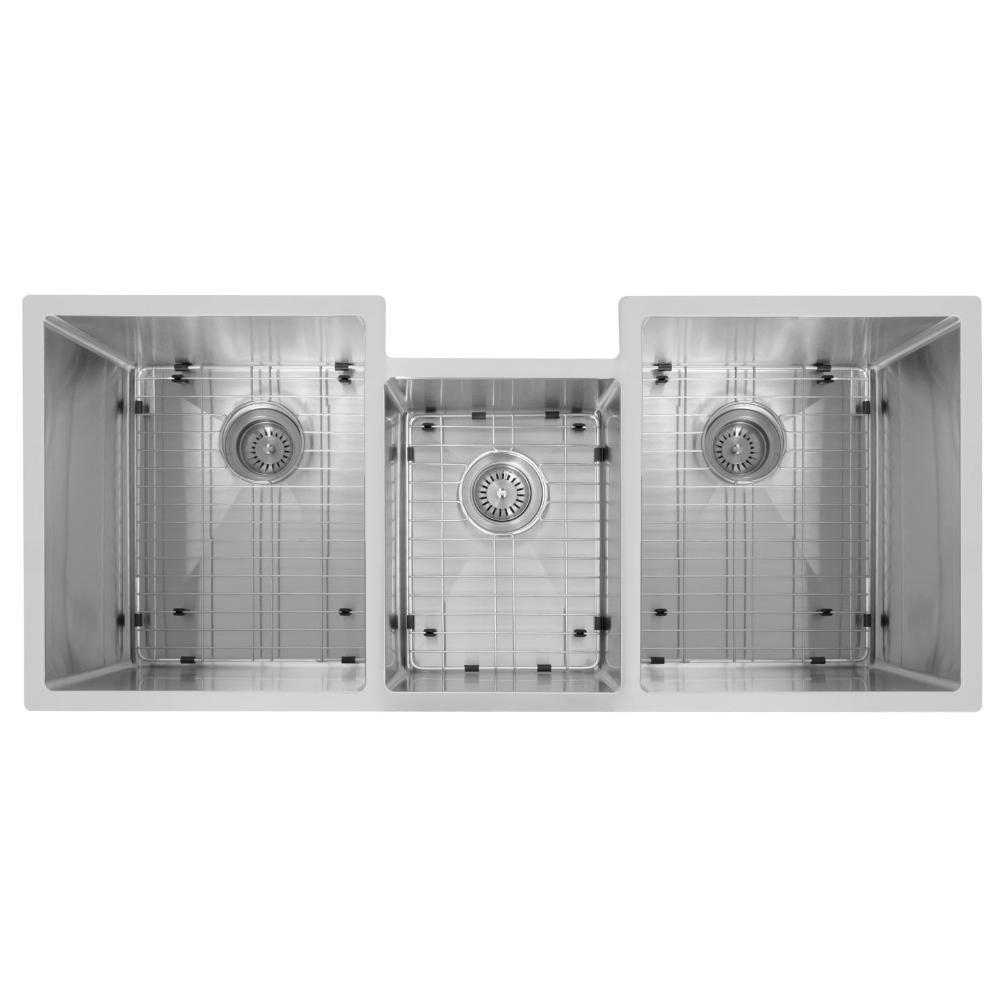 SLT-45 - 45" Breckenridge Undermount Triple Bowl Stainless Steel Kitchen Sink with Bottom Grid and Accessories