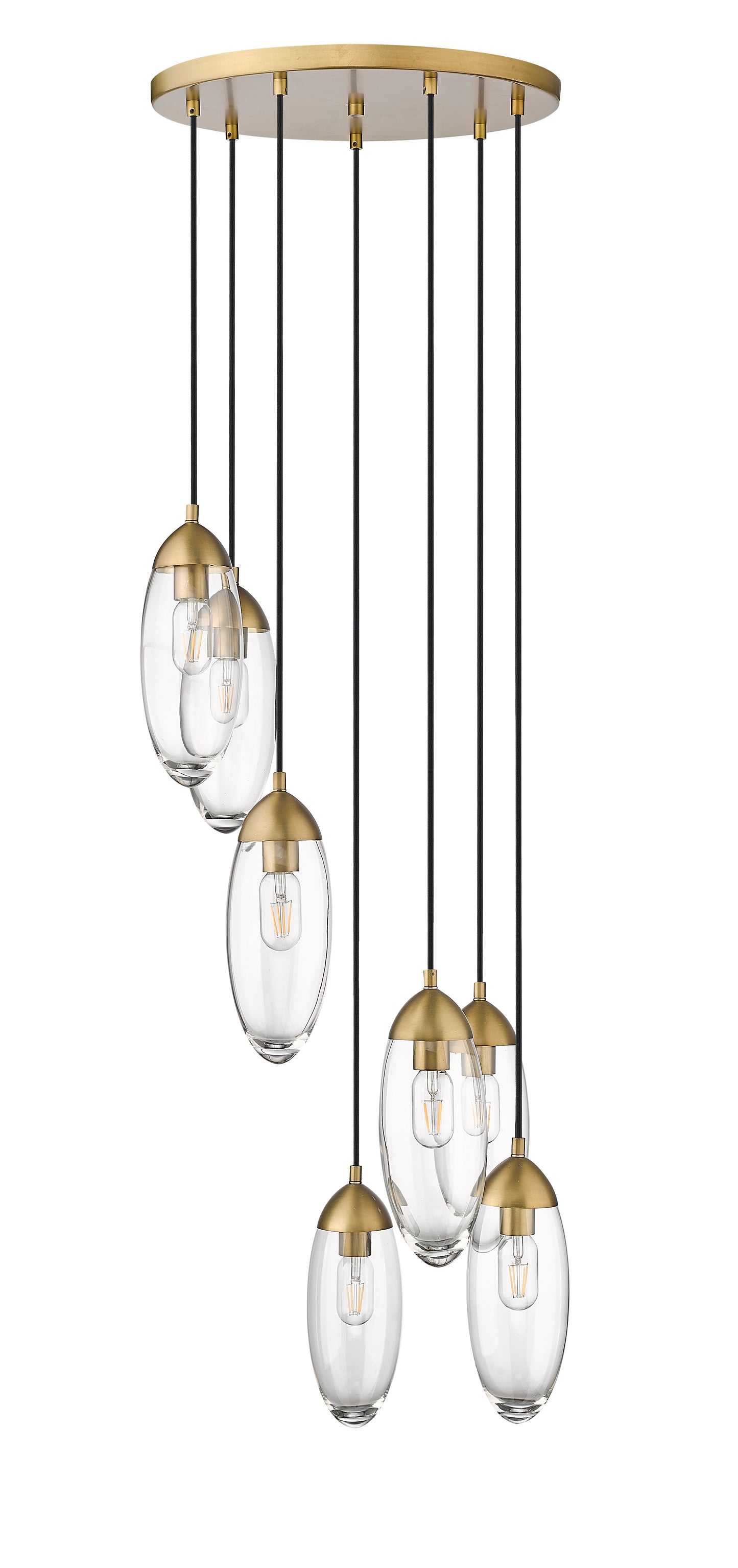 651P-7R-RB - Arden 7 Light 18" Chandelier - Rubbed Brass