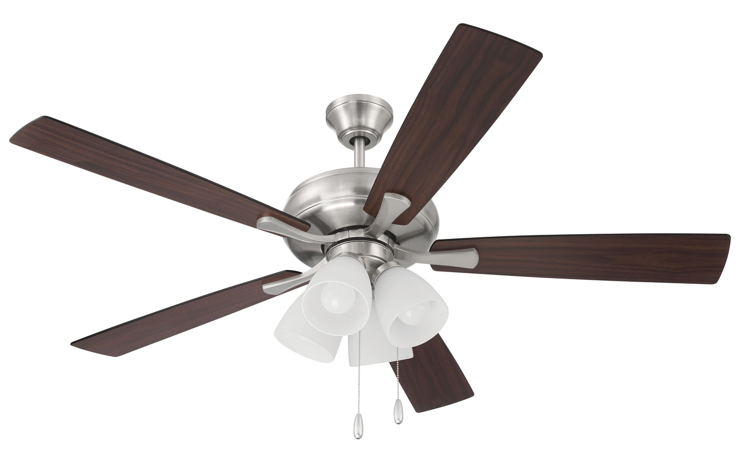 ECF114BNK5-DWWLN - Eos Frost 4 Light 52" 5 Blade Ceiling Fan with Light Kit - Brushed Nickel