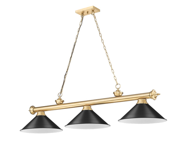 2306-3HBR-MB15 - Cordon 3 Light 57" Billiard - Heritage Brass